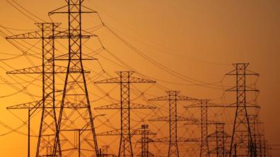 A view of high-voltage transmission towers in Houston