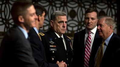 Gen. Mark A. Milley, center, will be the next chairman of the Joint Chiefs of Staff.