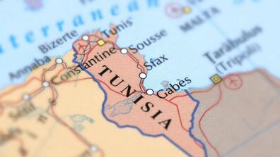 Map of Tunisia with pinpoints