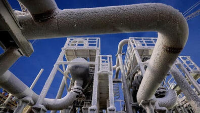 A liquid natural gas treatment facility in Russia