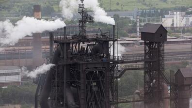 Vapor rises from the site of the blast furnace at the Evraz Plc Consolidated West-Siberian Metallurgical Plant in Novokuznetsk, Russia.