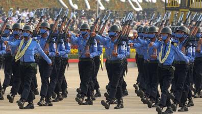 Myanmar military's Armed Forces Day parade in Naypyitaw in March 2021.