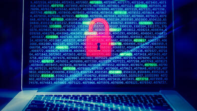 a lock symbol on a screen of computer code