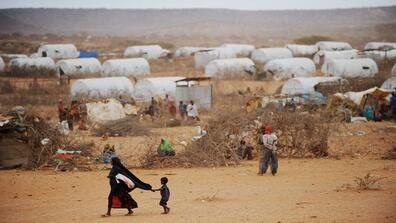 A village of people living in tents in Africa
