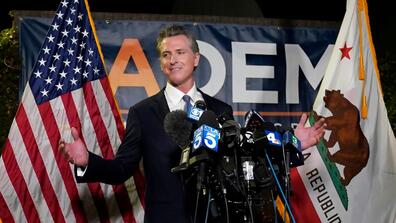 Image of Gavin Newsom on the stage