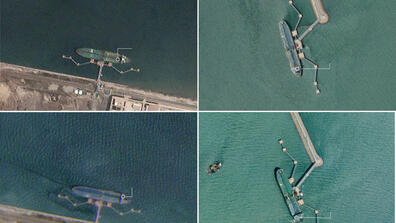 Satellite imagery from Planet Labs; position data from MarineTraffic and Refinitiv