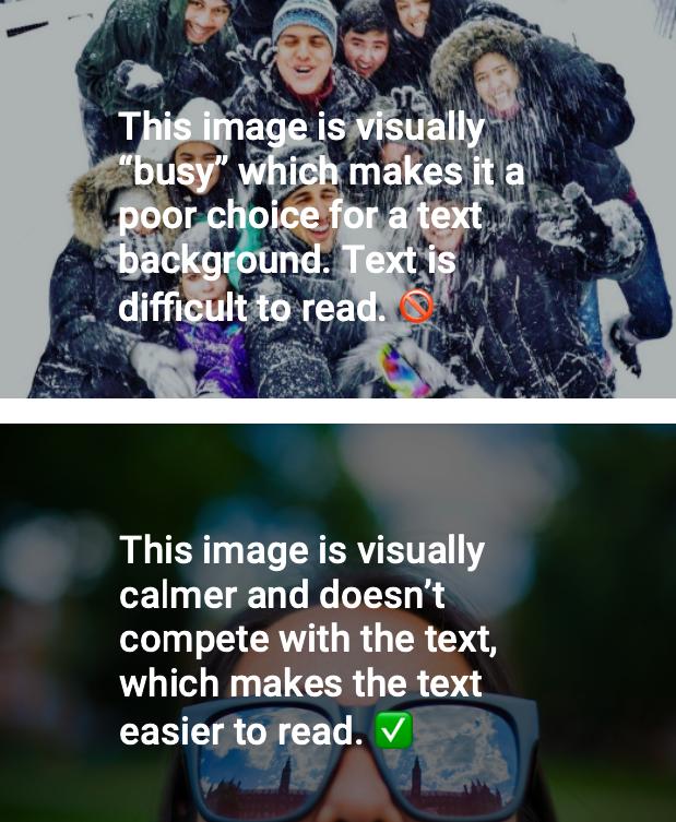 White text on dark and light images