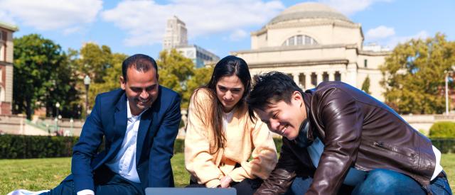 SIPA Students sitting on Columbia University Campus