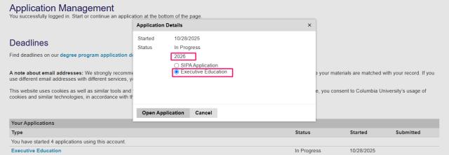 Exec Ed Application Instructions