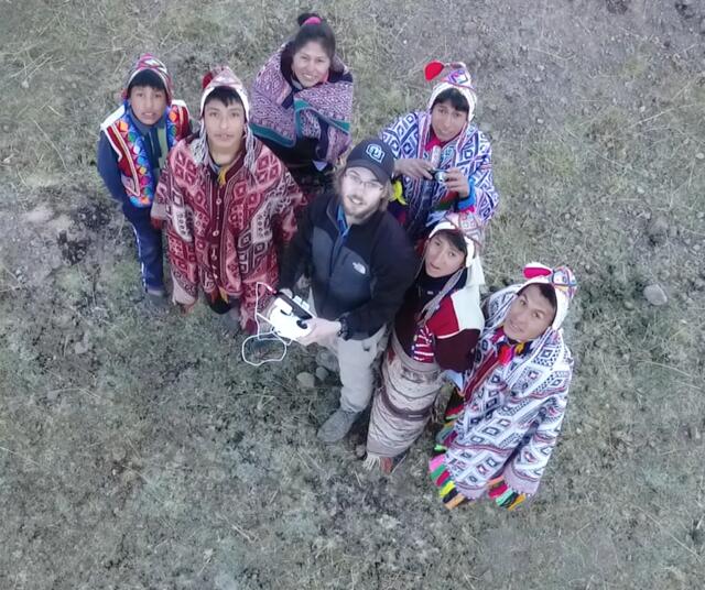 John Rouse (center) and local Peruvians at Parque de Papas