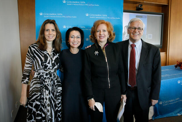 Professor Keren Yarhi-Milo, College and SIPA alumna Mila Tuttle, Dean Merit E. Janow, Senior Research Scholar Peter Clement
