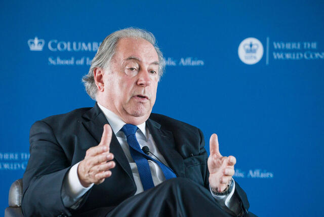 Diplomat Juan Gabriel Valdés speaks at Columbia SIPA on April 17, 2019.